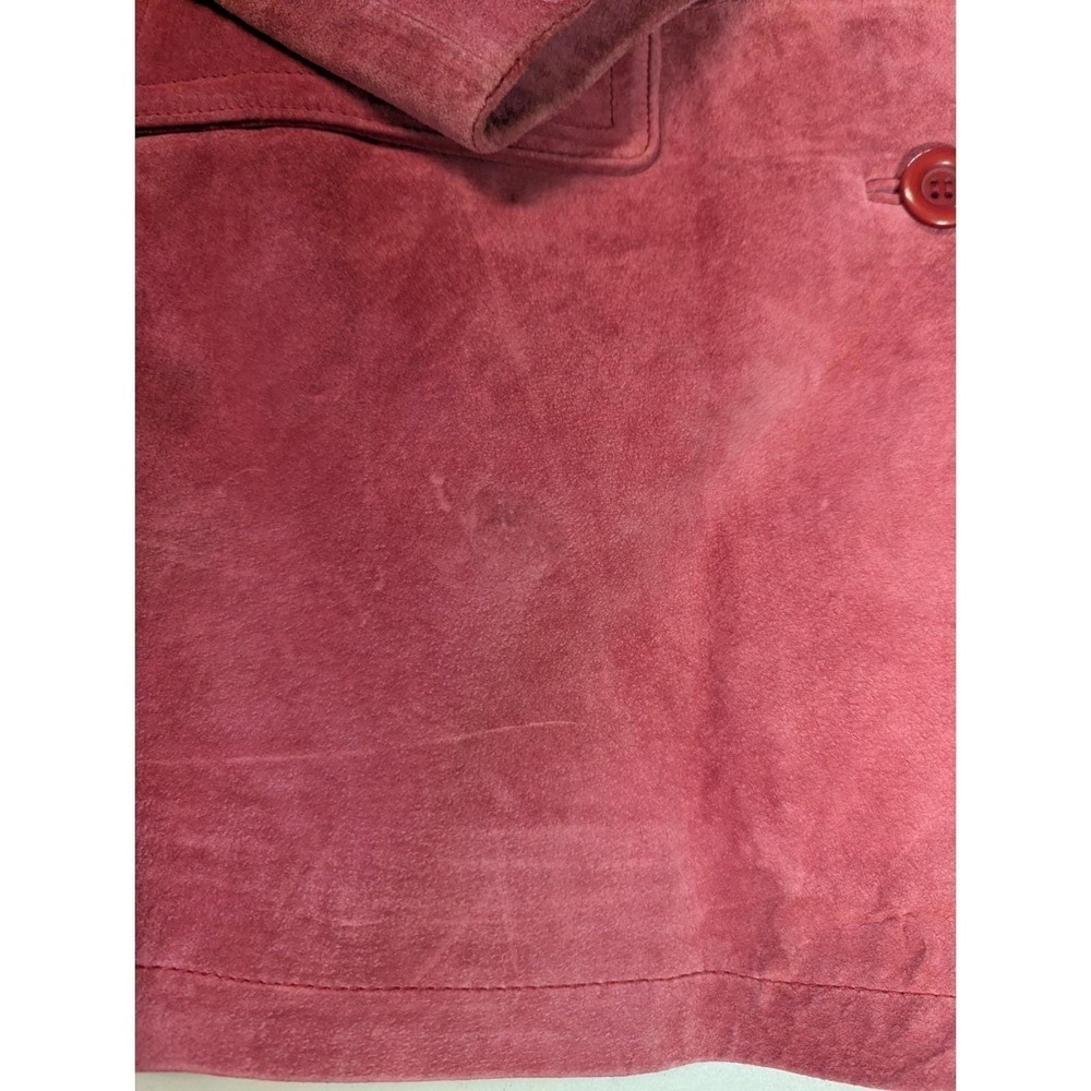 Jessica Holbrook Red Suede Barn Jacket Large Washable Leather Utility Coat 90s - Picture 11 of 16